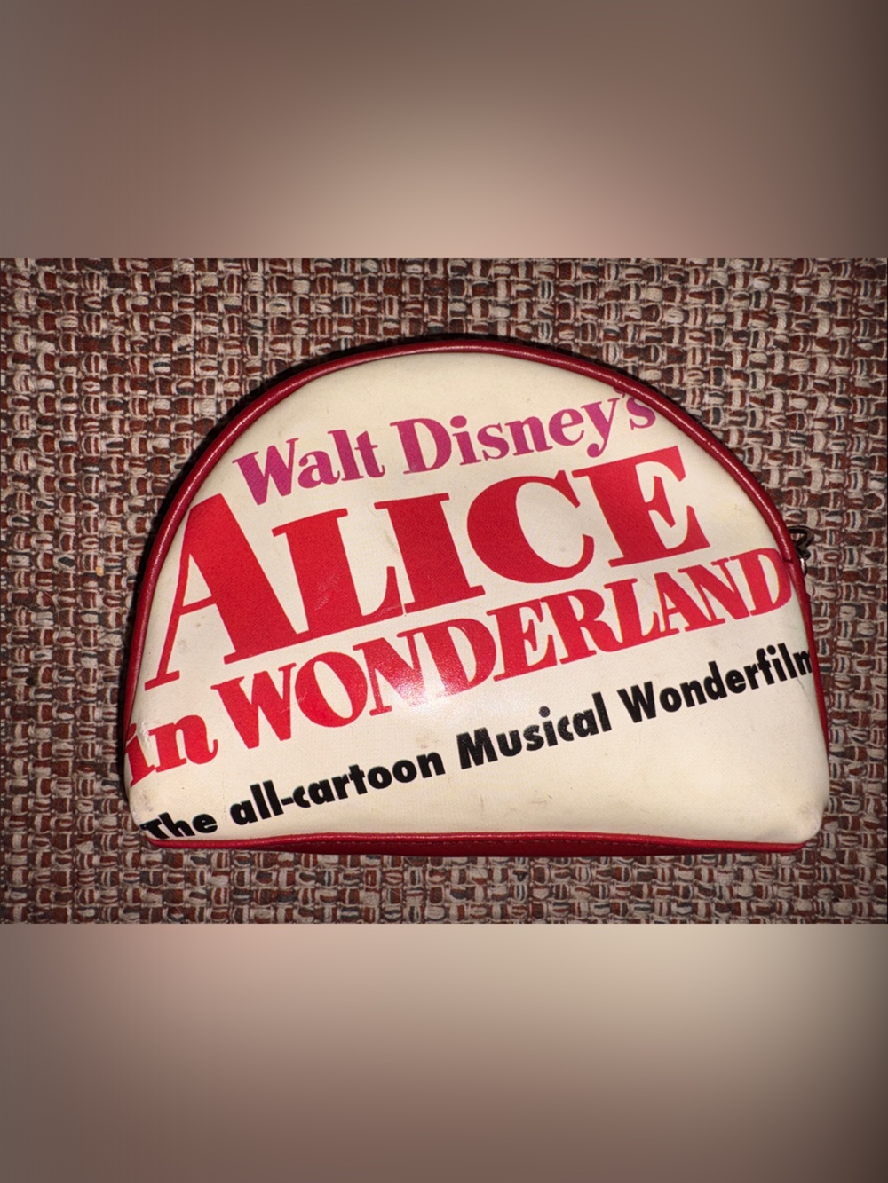 Disney Alice in Wonderland Zippered Pouch-Red and Cream